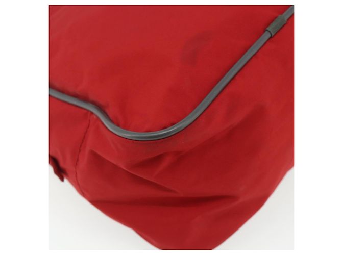 PRADA Borsa sportiva in nylon rossa argento Auth 176633A Rosso - vista 16