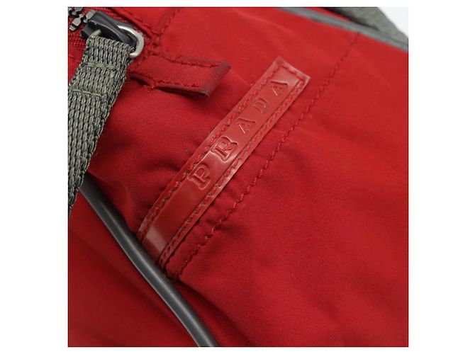 PRADA Borsa sportiva in nylon rossa argento Auth 176633A Rosso - vista 17