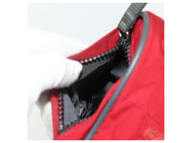PRADA Borsa sportiva in nylon rossa argento Auth 176633A Rosso - vista 23