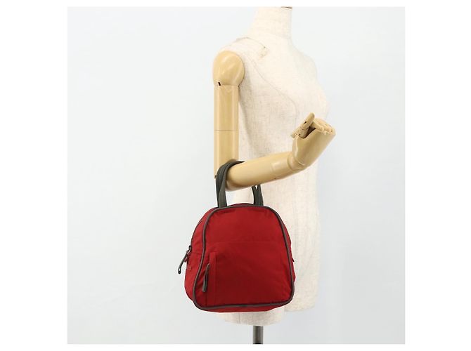 PRADA Borsa sportiva in nylon rossa argento Auth 176633A Rosso - vista 24