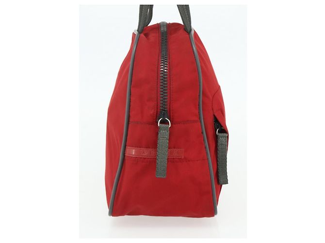 PRADA Borsa sportiva in nylon rossa argento Auth 176633A Rosso - vista 3