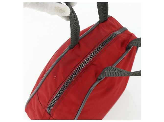 PRADA Borsa sportiva in nylon rossa argento Auth 176633A Rosso - vista 6