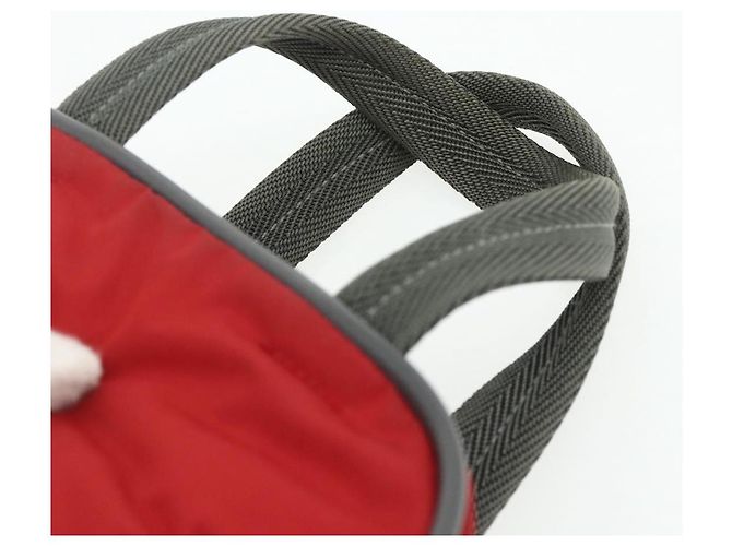 PRADA Borsa sportiva in nylon rossa argento Auth 176633A Rosso - vista 8