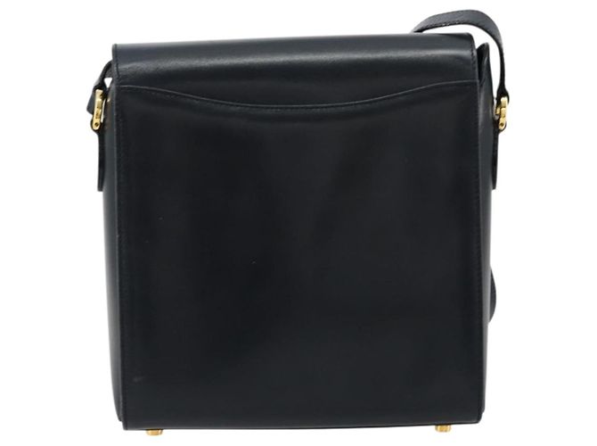 Borsa a Spalla Gancini in Pelle Salvatore Ferragamo Blu Navy Oro Auth ka4141 D'oro - vista 2