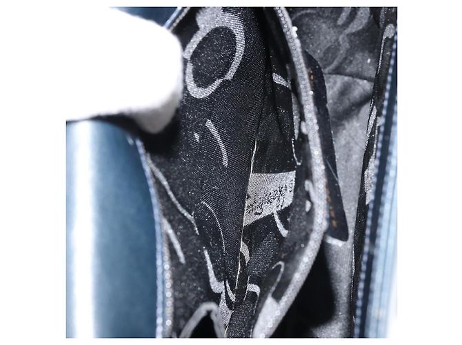 Borsa a Spalla Gancini in Pelle Salvatore Ferragamo Blu Navy Oro Auth ka4141 D'oro - vista 21