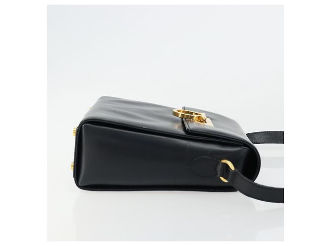 Borsa a Spalla Gancini in Pelle Salvatore Ferragamo Blu Navy Oro Auth ka4141 D'oro - vista 3