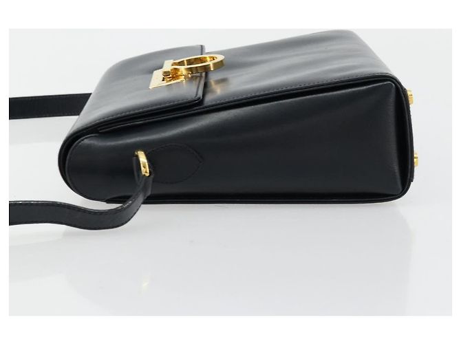 Borsa a Spalla Gancini in Pelle Salvatore Ferragamo Blu Navy Oro Auth ka4141 D'oro - vista 4