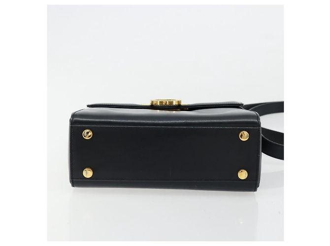 Borsa a Spalla Gancini in Pelle Salvatore Ferragamo Blu Navy Oro Auth ka4141 D'oro - vista 5