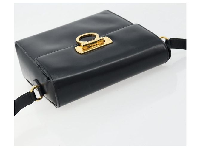 Borsa a Spalla Gancini in Pelle Salvatore Ferragamo Blu Navy Oro Auth ka4141 D'oro - vista 6