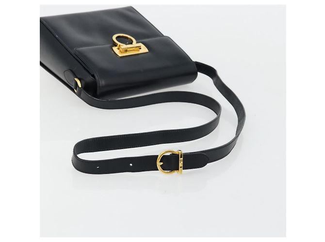Borsa a Spalla Gancini in Pelle Salvatore Ferragamo Blu Navy Oro Auth ka4141 D'oro - vista 7