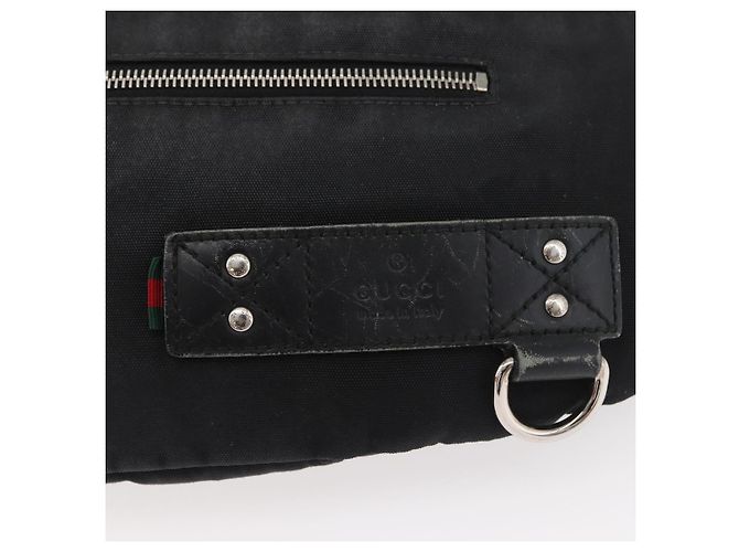 Borsa a Spalla Web Sherry Line in Nylon Nero e Argento GUCCI 246409 Auth ep14192 - vista 18