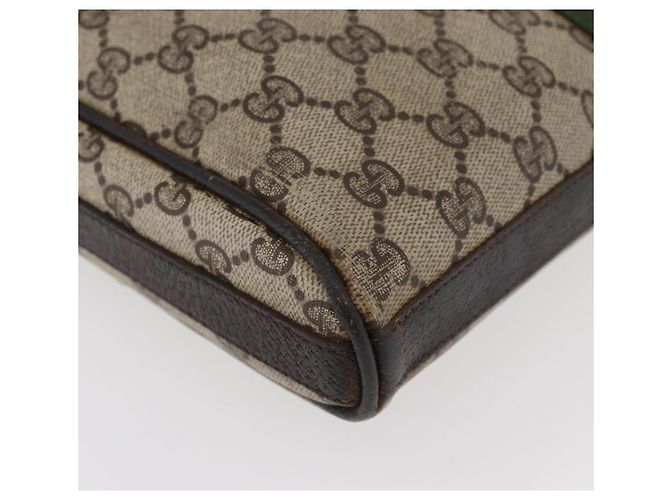Borsa a Spalla GUCCI GG Supreme Web Sherry Line PVC Beige Oro Auth 176846 D'oro - vista 14