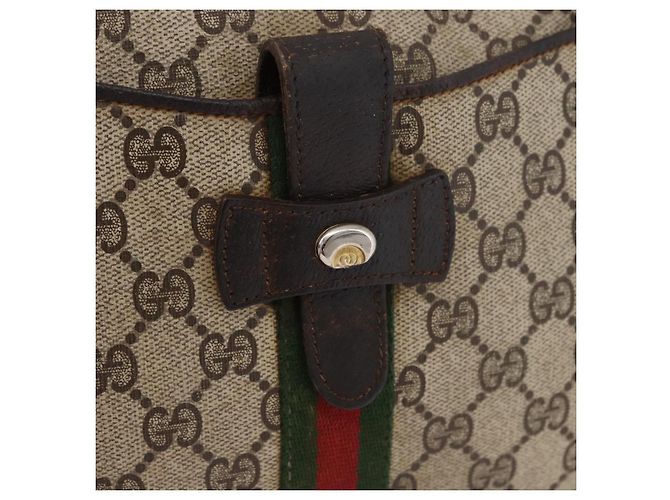 Borsa a Spalla GUCCI GG Supreme Web Sherry Line PVC Beige Oro Auth 176846 D'oro - vista 18