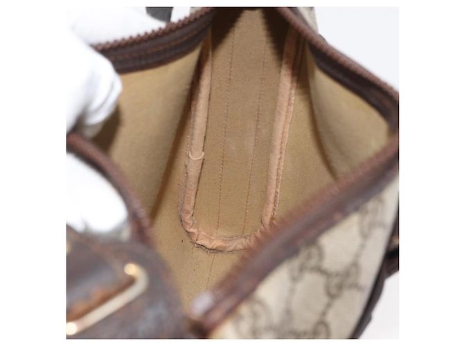 Borsa a Spalla GUCCI GG Supreme Web Sherry Line PVC Beige Oro Auth 176846 D'oro - vista 19
