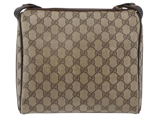 Borsa a Spalla GUCCI GG Supreme Web Sherry Line PVC Beige Oro Auth 176846 D'oro - vista 2