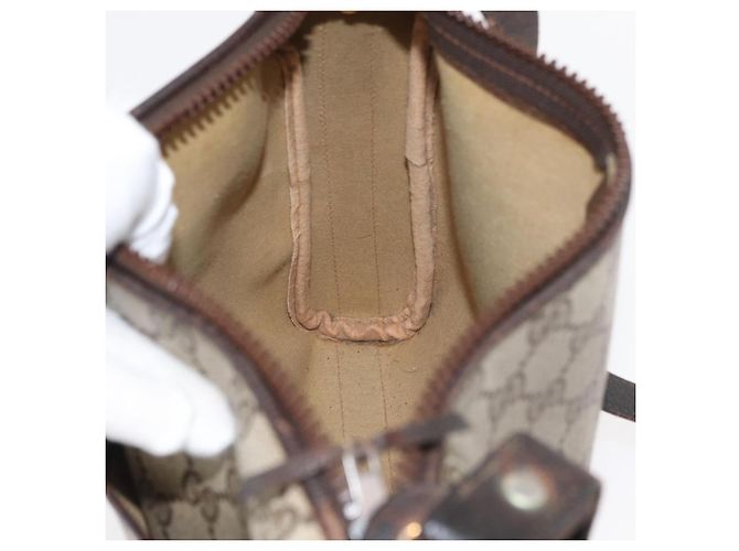 Borsa a Spalla GUCCI GG Supreme Web Sherry Line PVC Beige Oro Auth 176846 D'oro - vista 20