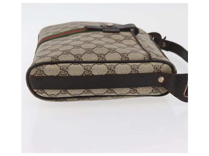 Borsa a Spalla GUCCI GG Supreme Web Sherry Line PVC Beige Oro Auth 176846 D'oro - vista 3