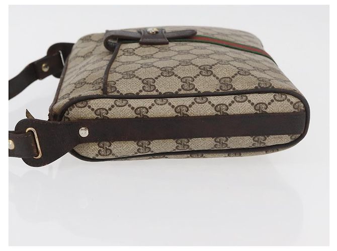 Borsa a Spalla GUCCI GG Supreme Web Sherry Line PVC Beige Oro Auth 176846 D'oro - vista 4
