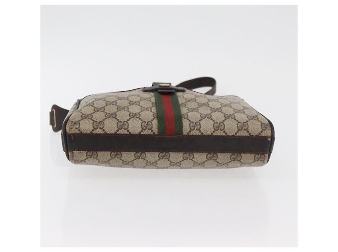 Borsa a Spalla GUCCI GG Supreme Web Sherry Line PVC Beige Oro Auth 176846 D'oro - vista 5