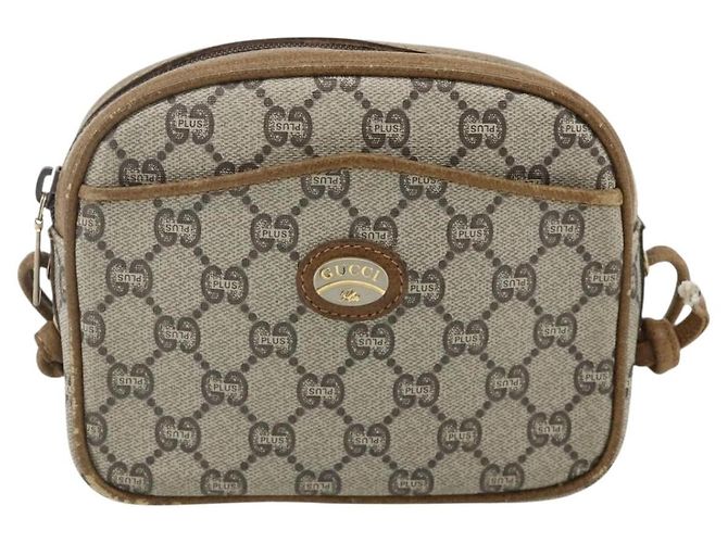 Borsa a Spalla GUCCI GG Plus Supreme PVC Beige Oro 201447 Auth ep14205 D'oro - vista 13