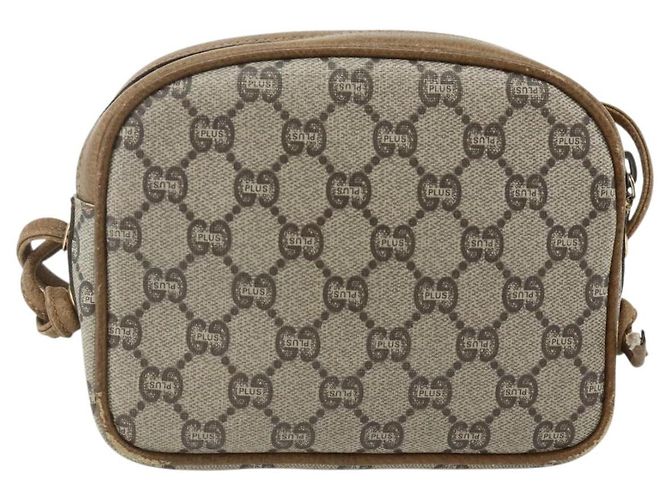 Borsa a Spalla GUCCI GG Plus Supreme PVC Beige Oro 201447 Auth ep14205 D'oro - vista 2