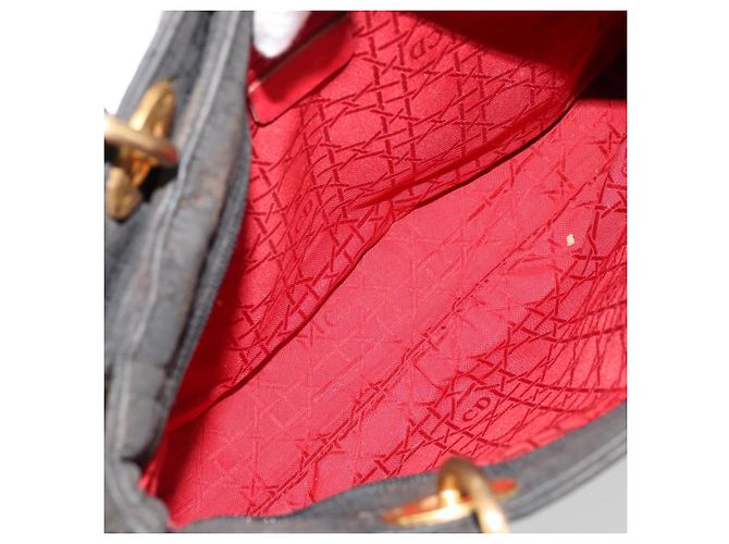 Christian Dior Borsa Lady Dior Canage in nylon nero e oro Auth BA12261 D'oro - vista 11
