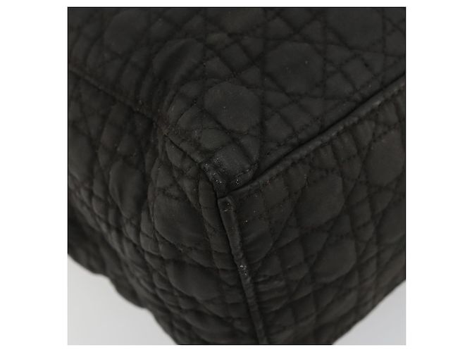 Christian Dior Borsa Lady Dior Canage in nylon nero e oro Auth BA12261 D'oro - vista 15