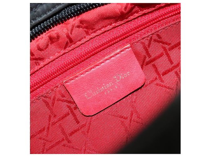Christian Dior Borsa Lady Dior Canage in nylon nero e oro Auth BA12261 D'oro - vista 19