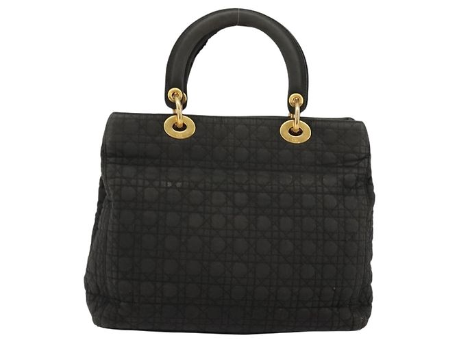Christian Dior Borsa Lady Dior Canage in nylon nero e oro Auth BA12261 D'oro - vista 2