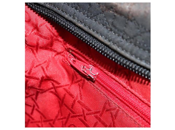 Christian Dior Borsa Lady Dior Canage in nylon nero e oro Auth BA12261 D'oro - vista 22