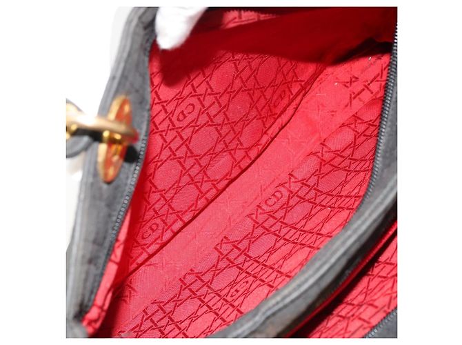 Christian Dior Borsa Lady Dior Canage in nylon nero e oro Auth BA12261 D'oro - vista 24