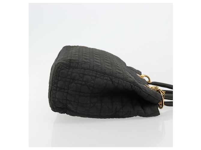 Christian Dior Borsa Lady Dior Canage in nylon nero e oro Auth BA12261 D'oro - vista 3