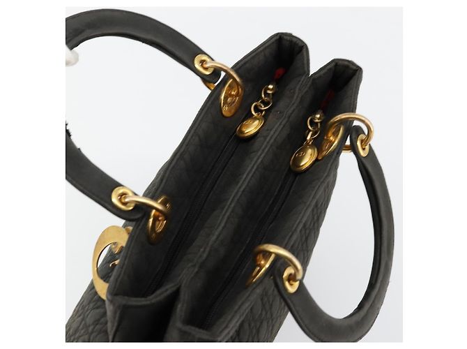 Christian Dior Borsa Lady Dior Canage in nylon nero e oro Auth BA12261 D'oro - vista 6