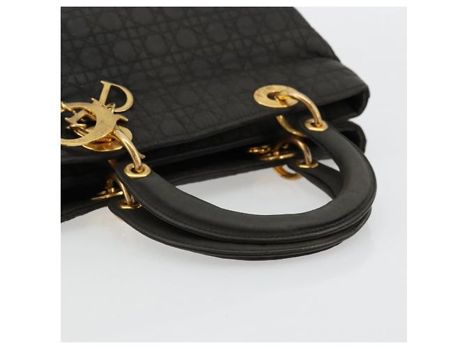 Christian Dior Borsa Lady Dior Canage in nylon nero e oro Auth BA12261 D'oro - vista 7