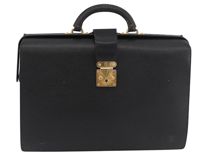 LOUIS VUITTON Borsa Business Epi Serviette con Chiusura Nera M54352 LV Auth BA12065 Nero - vista 13