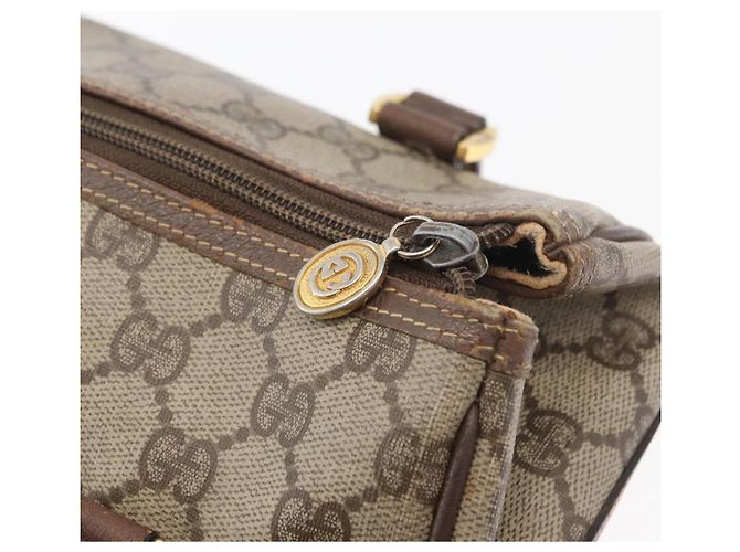 Borsa Boston in PVC beige e oro della linea Sherry GG Supreme di GUCCI Auth ep14457 D'oro - vista 10