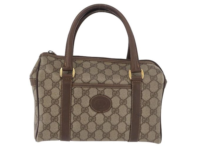 Borsa Boston in PVC beige e oro della linea Sherry GG Supreme di GUCCI Auth ep14457 D'oro - vista 13