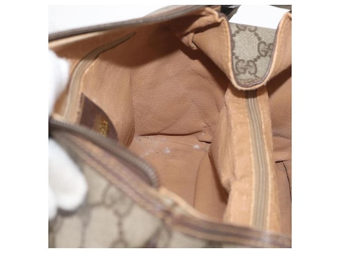 Borsa Boston in PVC beige e oro della linea Sherry GG Supreme di GUCCI Auth ep14457 D'oro - vista 18