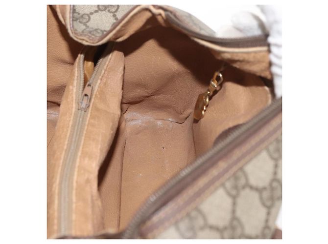 Borsa Boston in PVC beige e oro della linea Sherry GG Supreme di GUCCI Auth ep14457 D'oro - vista 19