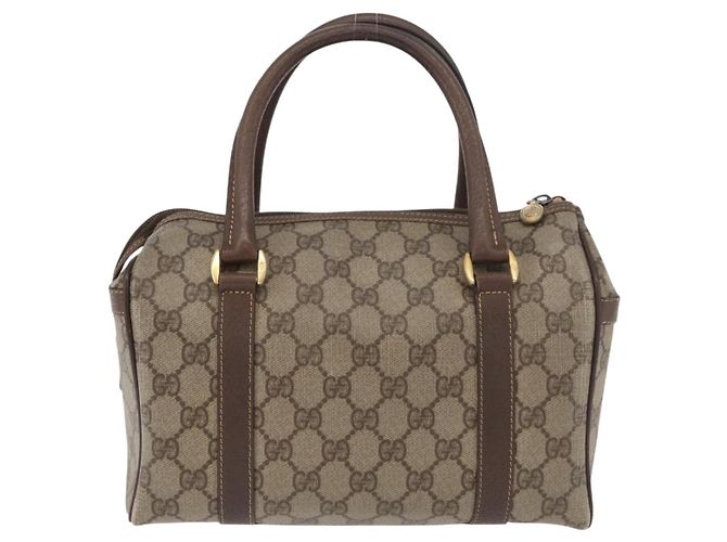 Borsa Boston in PVC beige e oro della linea Sherry GG Supreme di GUCCI Auth ep14457 D'oro - vista 2