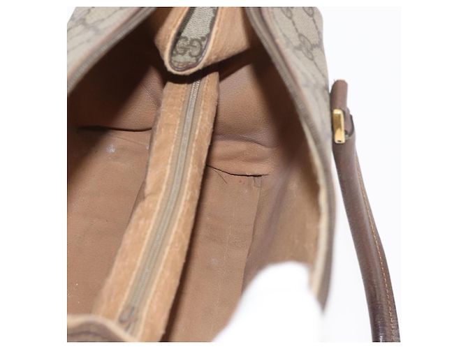 Borsa Boston in PVC beige e oro della linea Sherry GG Supreme di GUCCI Auth ep14457 D'oro - vista 21