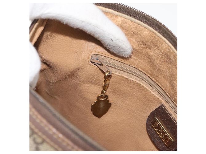Borsa Boston in PVC beige e oro della linea Sherry GG Supreme di GUCCI Auth ep14457 D'oro - vista 23