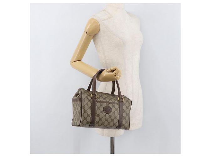 Borsa Boston in PVC beige e oro della linea Sherry GG Supreme di GUCCI Auth ep14457 D'oro - vista 25