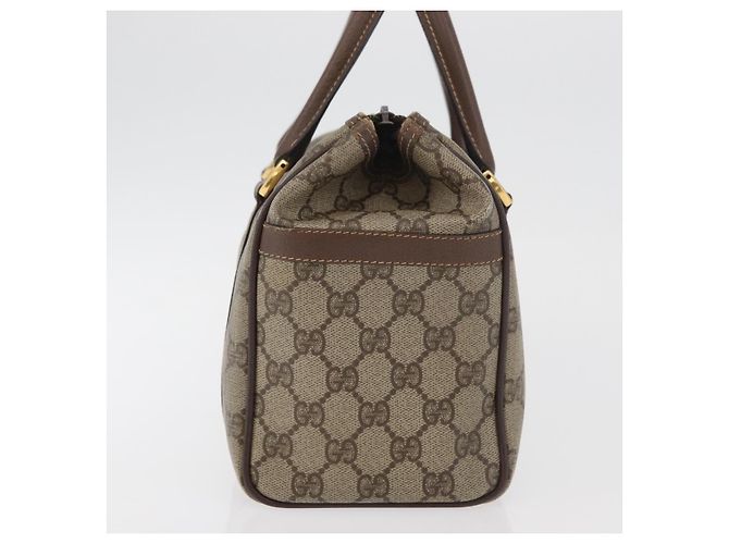Borsa Boston in PVC beige e oro della linea Sherry GG Supreme di GUCCI Auth ep14457 D'oro - vista 4