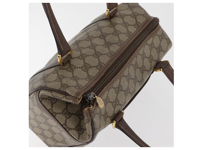 Borsa Boston in PVC beige e oro della linea Sherry GG Supreme di GUCCI Auth ep14457 D'oro - vista 6