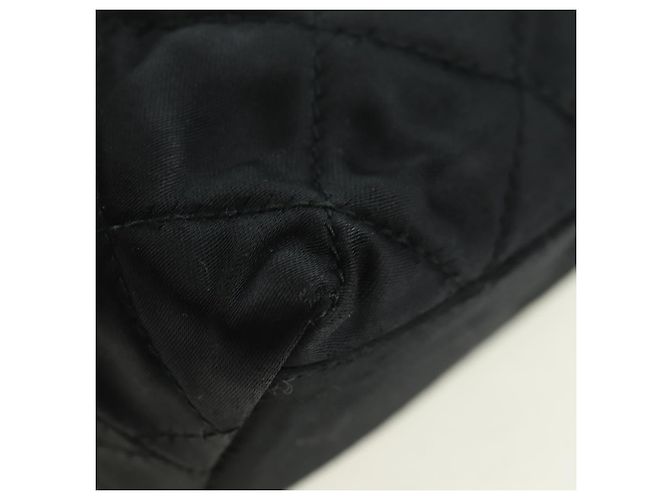 CHANEL Borsa a Spalla Matelassé Catena Satin Nero Oro CC Auth 168914V D'oro - vista 18