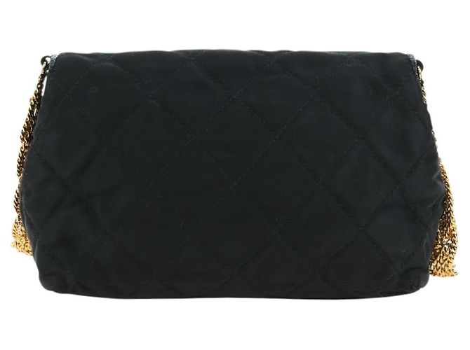 CHANEL Borsa a Spalla Matelassé Catena Satin Nero Oro CC Auth 168914V D'oro - vista 2
