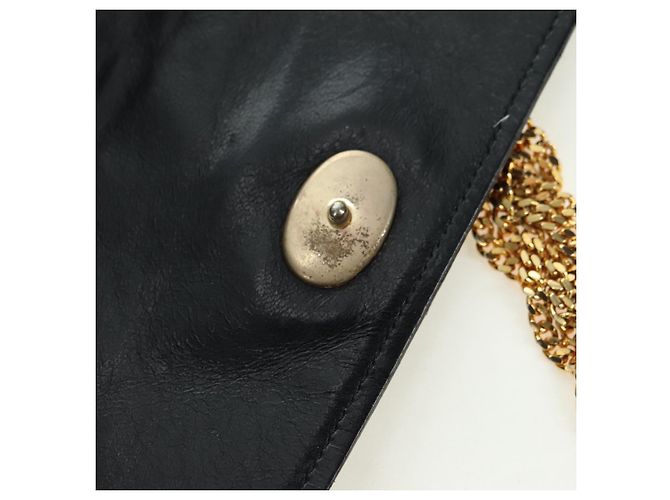CHANEL Borsa a Spalla Matelassé Catena Satin Nero Oro CC Auth 168914V D'oro - vista 20