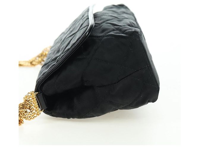 CHANEL Borsa a Spalla Matelassé Catena Satin Nero Oro CC Auth 168914V D'oro - vista 3