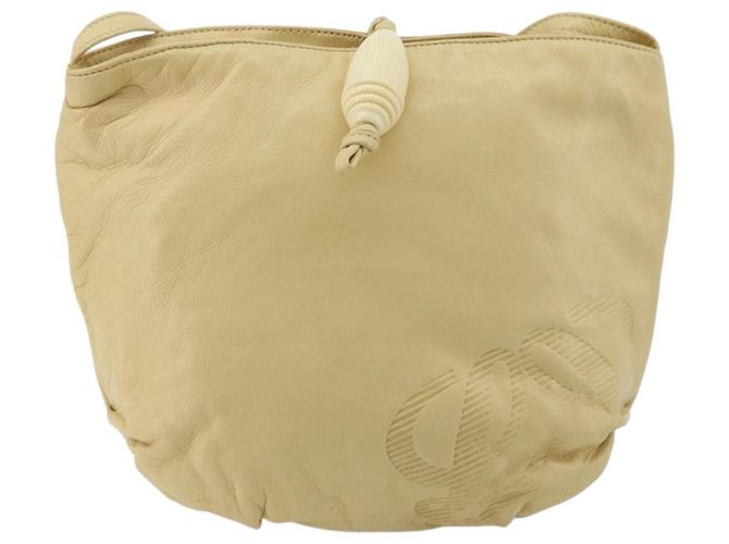 LOEWE Borsa a Spalla Anagram Pelle Beige Auth 176351 - vista 13
